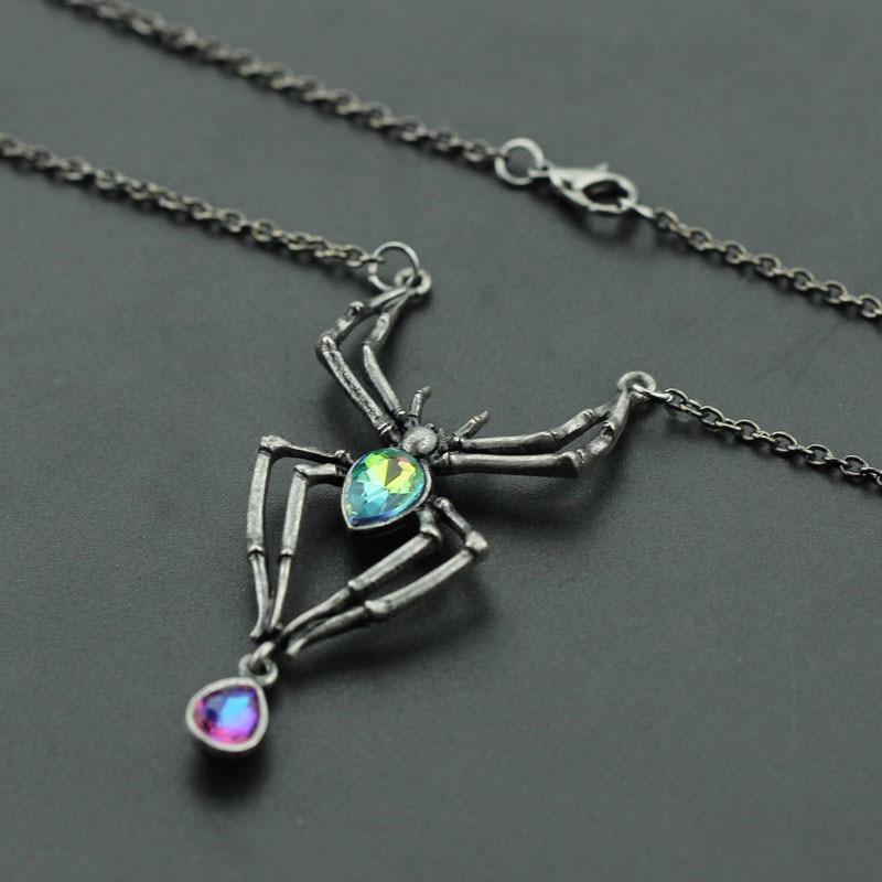 Gothic Crystal Spider Necklace - Floral Fawna
