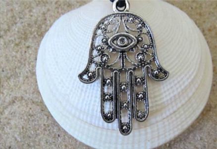 Hamsa Necklace Kabbalah - Silver Chain Necklace - Protection &amp; Good Luck Charm - Floral Fawna