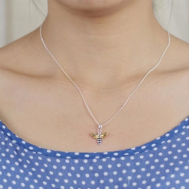 Honey Bee Sterling Silver Necklace - Floral Fawna