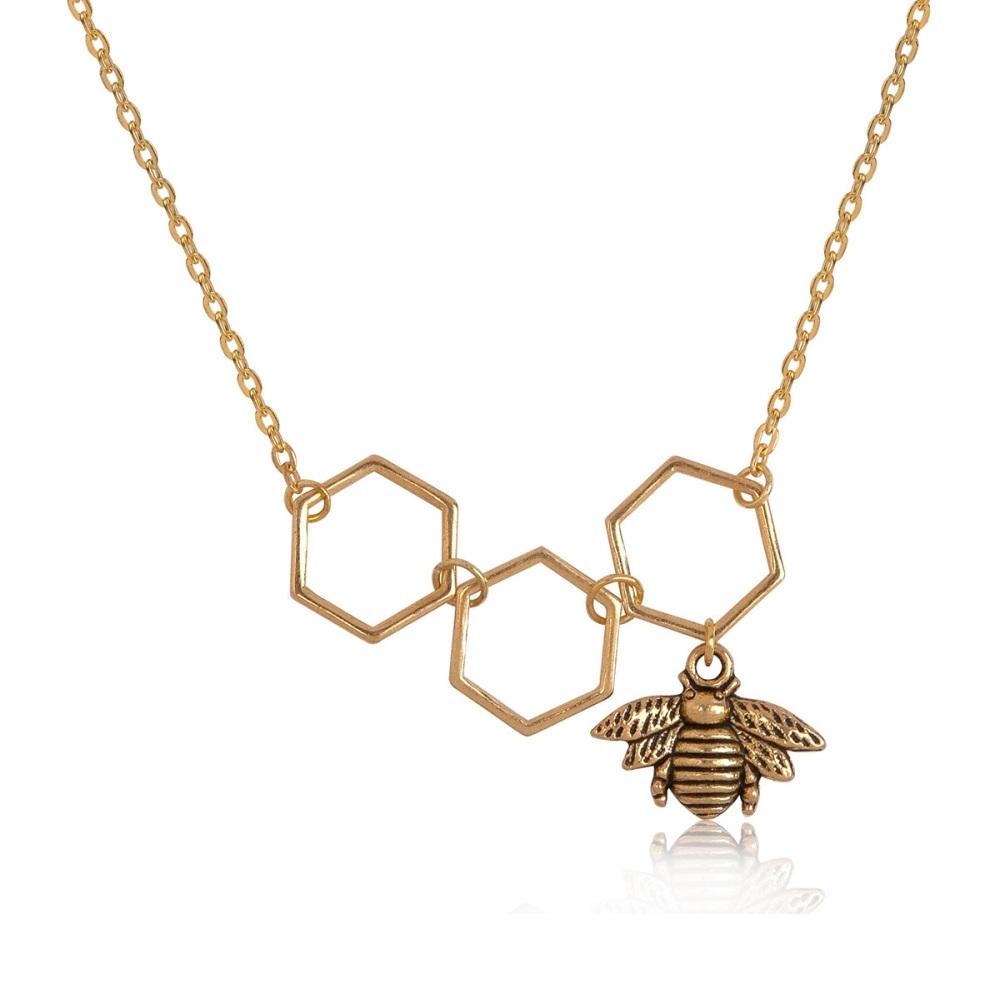 Honeycomb Bee Necklace - Floral Fawna