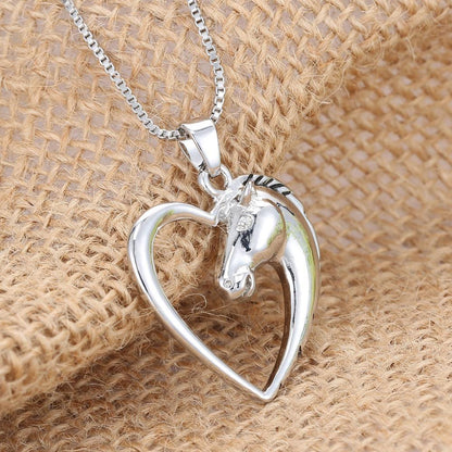 Horse in Heart White Plated Necklace - Floral Fawna