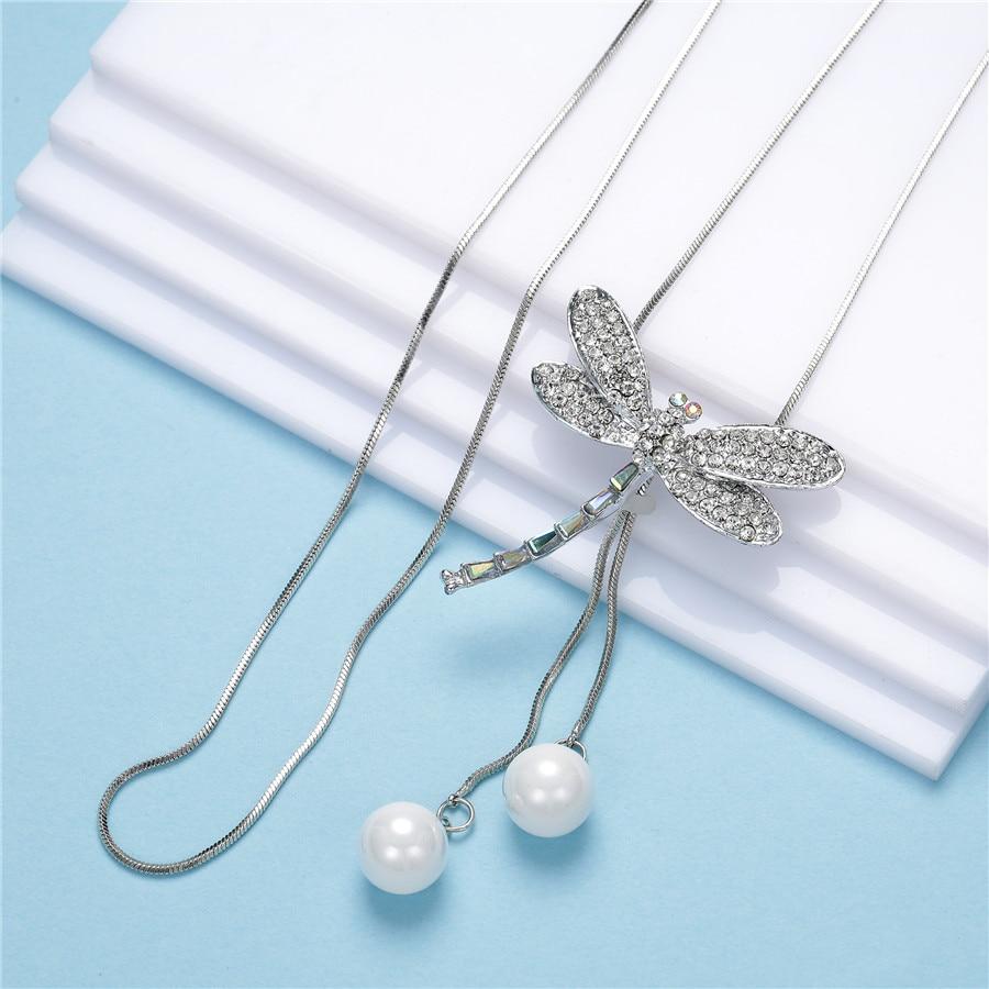 Lovely Dragonfly Pearl Necklace - Floral Fawna