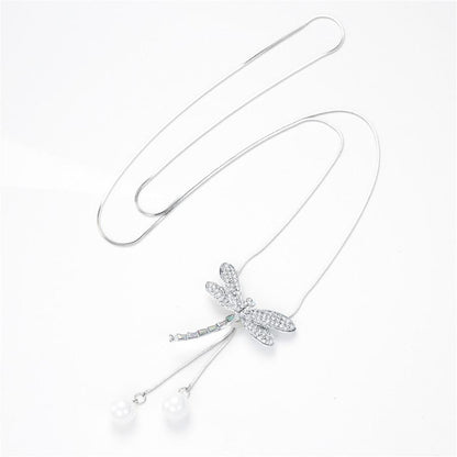 Lovely Dragonfly Pearl Necklace - Floral Fawna