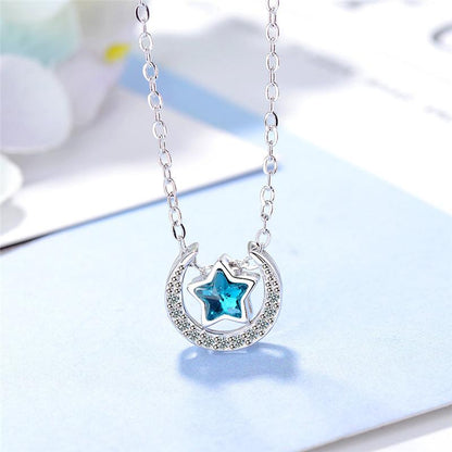 Lovely Moon &amp; Star Necklace - Floral Fawna