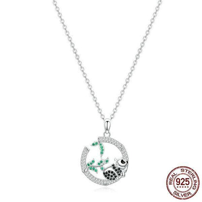 Lovely Panda Silver Necklace - Floral Fawna