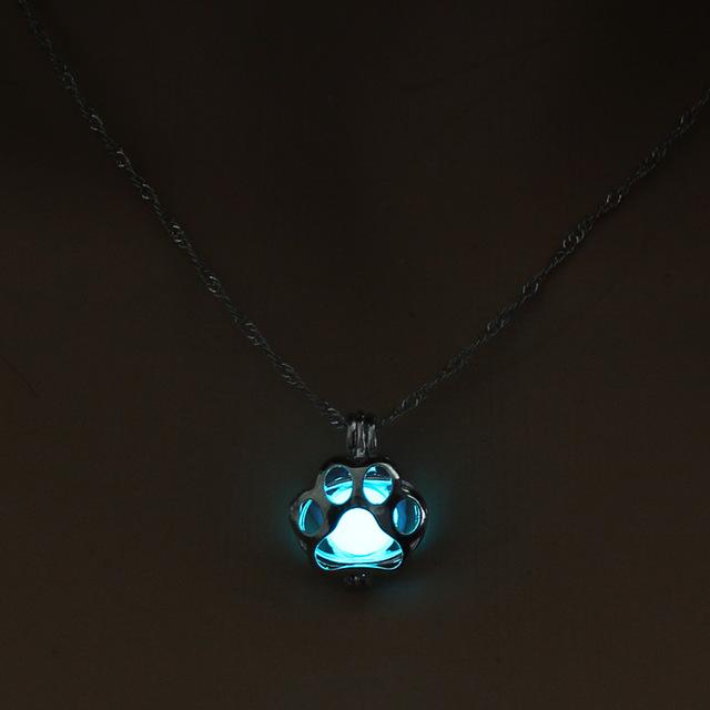 Magical Glow In The Dark Dog Paw Necklace - Floral Fawna