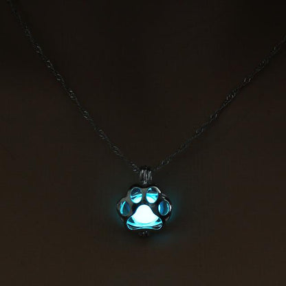 Magical Glow In The Dark Dog Paw Necklace - Floral Fawna