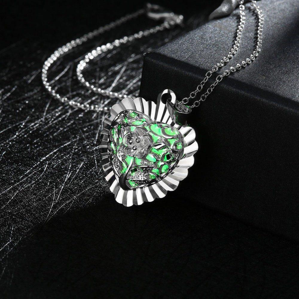Magical Glow In The Dark Heart Flower Necklace - Floral Fawna