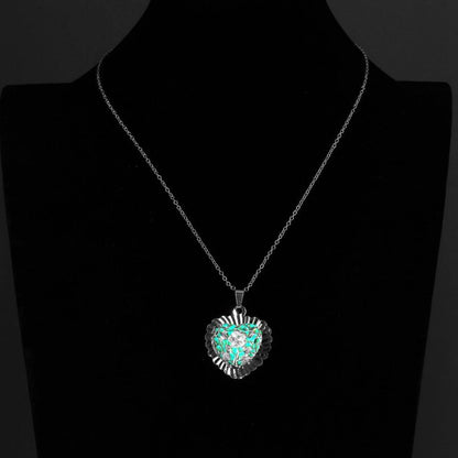Magical Glow In The Dark Heart Flower Necklace - Floral Fawna