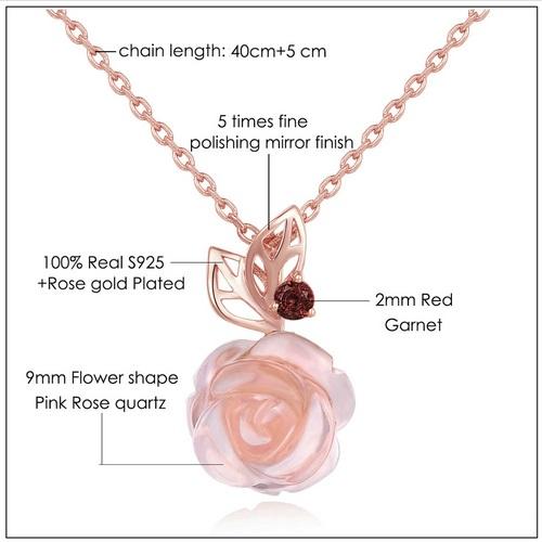 Majestic Rose Quartz &amp; Garnet Necklace - Floral Fawna