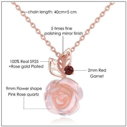 Majestic Rose Quartz &amp; Garnet Necklace - Floral Fawna