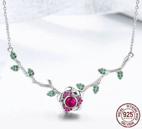 Majestic Rose Silver Necklace - Floral Fawna