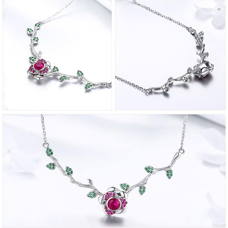 Majestic Rose Silver Necklace - Floral Fawna