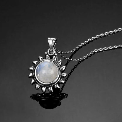 Majestic Sun Natural Moonstone Necklace - Floral Fawna