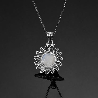 Majestic Sun Natural Moonstone Necklace - Floral Fawna
