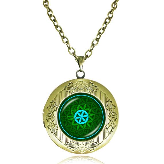 Mandala Glass Dome Choker Locket Necklace - Floral Fawna