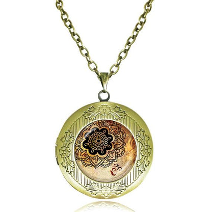Mandala Glass Dome Choker Locket Necklace - Floral Fawna