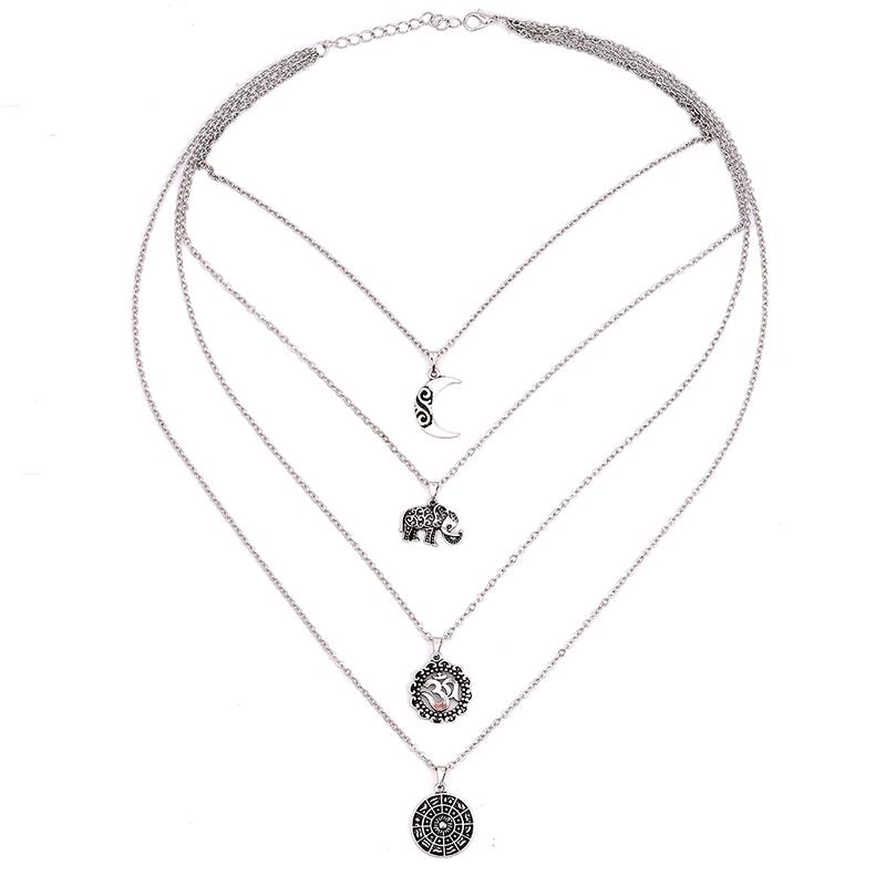 Moon Elephant Multilayer Necklace - Floral Fawna