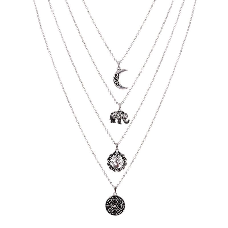 Moon Elephant Multilayer Necklace - Floral Fawna