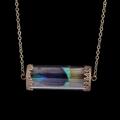 Multicolored Feather In Glass Necklace - Floral Fawna
