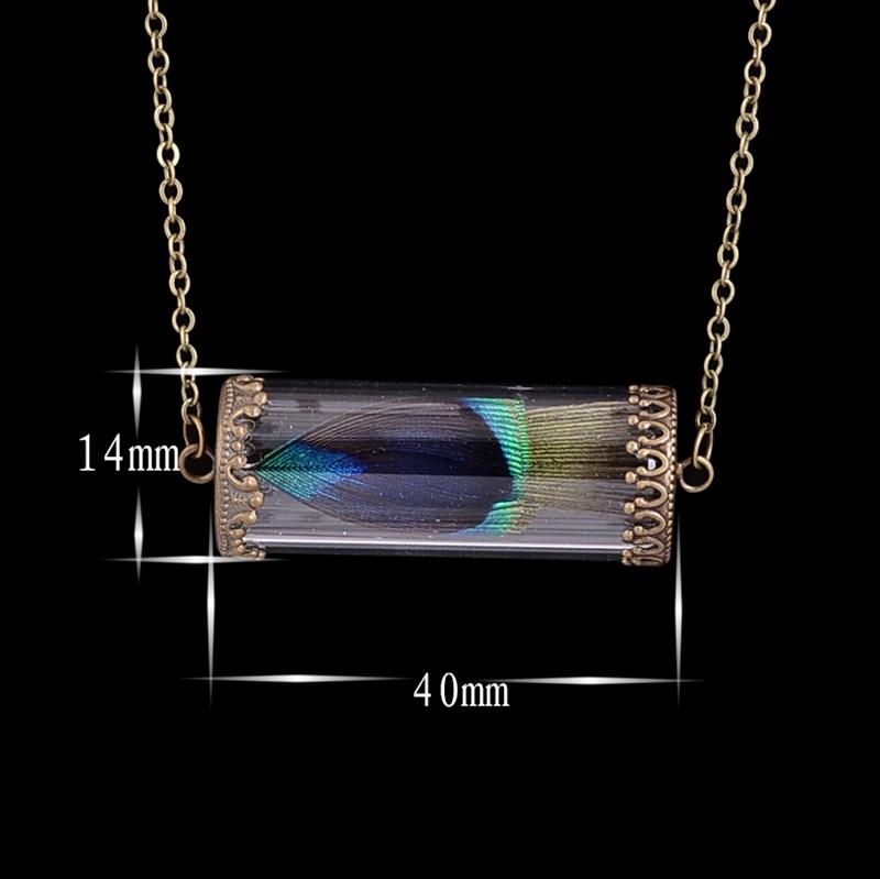 Multicolored Feather In Glass Necklace - Floral Fawna