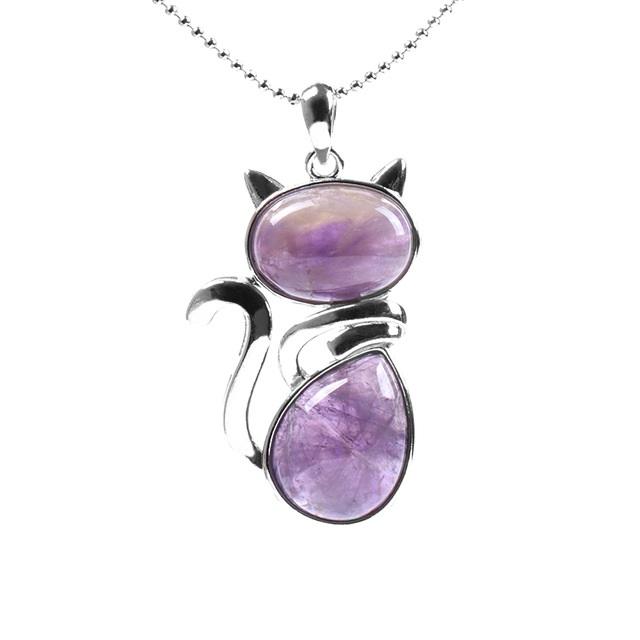 Natural Stone Cat Necklace - Floral Fawna