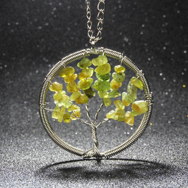 Natural Stones Tree Of Life Necklace - Floral Fawna
