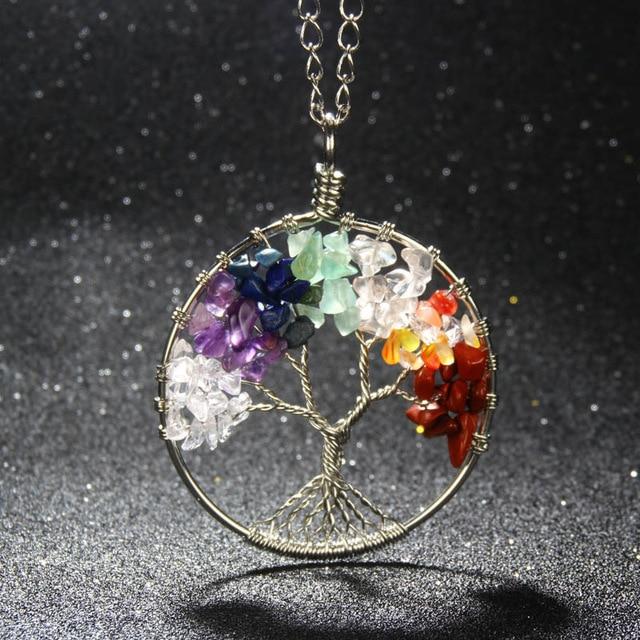 Natural Stones Tree Of Life Necklace - Floral Fawna