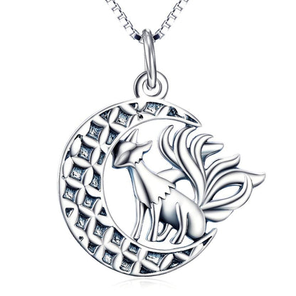 Nine Tailed Fox Sterling Silver Necklace - Floral Fawna