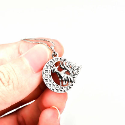 Nine Tailed Fox Sterling Silver Necklace - Floral Fawna