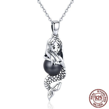 Ocean Spirit Mermaid Sterling Silver Necklace - Floral Fawna