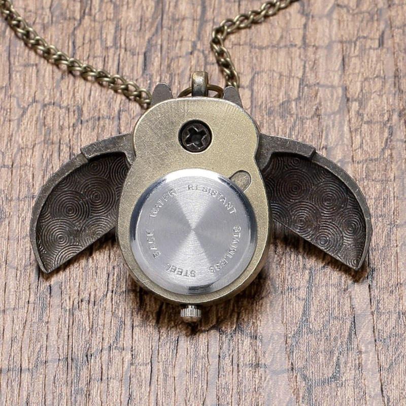 Owl Pocket Watch Long Necklace - Floral Fawna