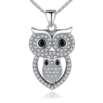 Owl White Gold Plated Necklace - Floral Fawna