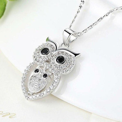 Owl White Gold Plated Necklace - Floral Fawna