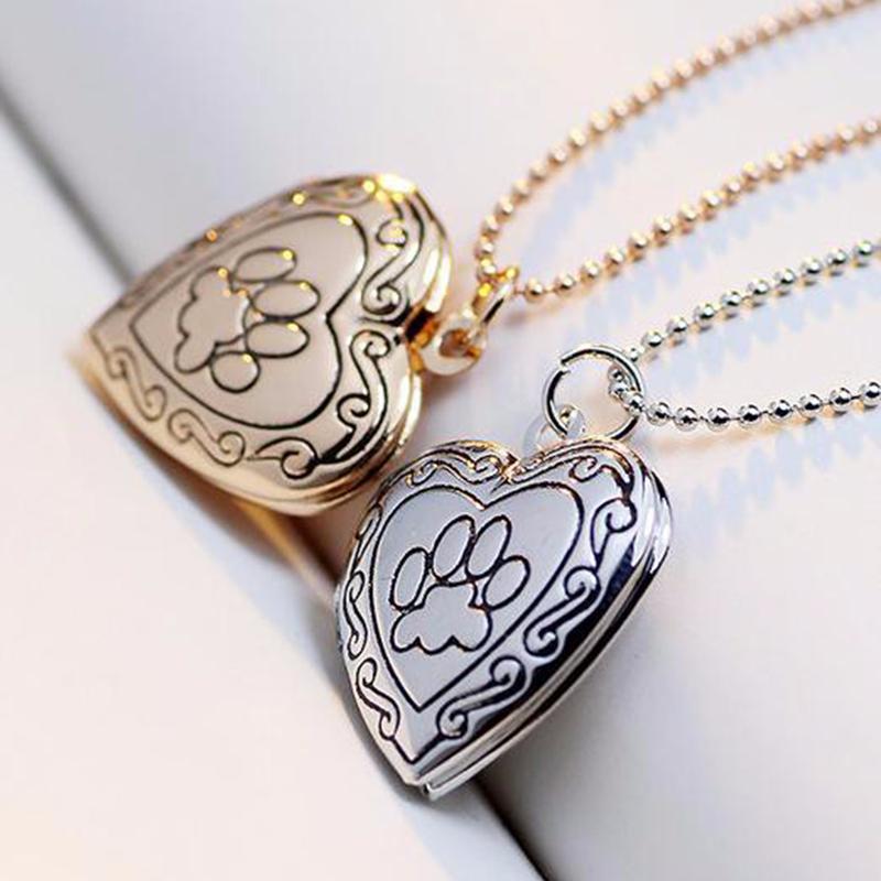 Paw Heart Locket Necklace - Floral Fawna