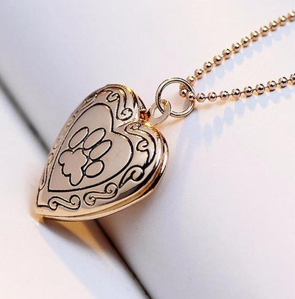 Paw Heart Locket Necklace - Floral Fawna