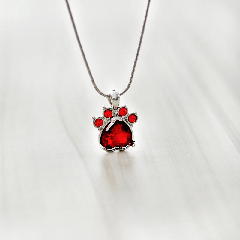 Personalized Paw Birthstone Necklace - Floral Fawna