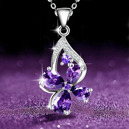Purple Goddess Silver Necklace - Floral Fawna