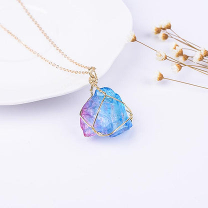 Rainbow Crystal Stone Necklace - Floral Fawna