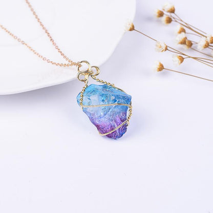 Rainbow Crystal Stone Necklace - Floral Fawna