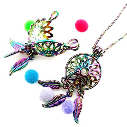 Rainbow Dream Catcher Essential Oil Diffuser Necklace - Floral Fawna