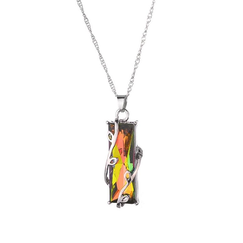 Rainbow Glass Leaves Necklace - Floral Fawna