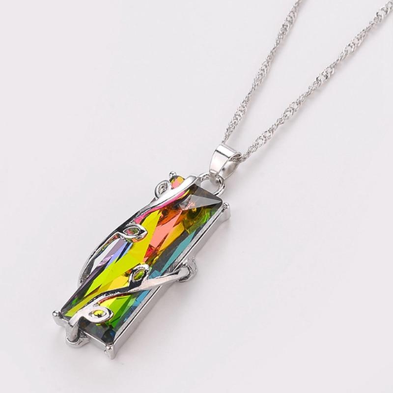 Rainbow Glass Leaves Necklace - Floral Fawna