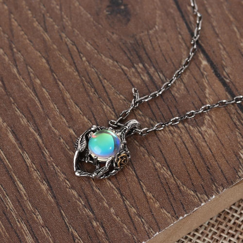 Rainbow Moonstone Rose Necklace - Floral Fawna