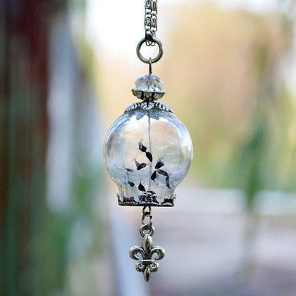 Real Dandelion Seeds Orb Necklace With a Charm - Floral Fawna