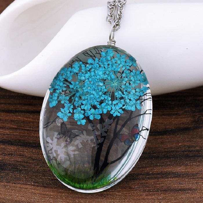 Resin Wishing Tree Necklace - Floral Fawna