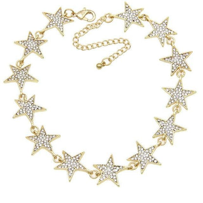 Rhinestone Stars Necklace - Floral Fawna