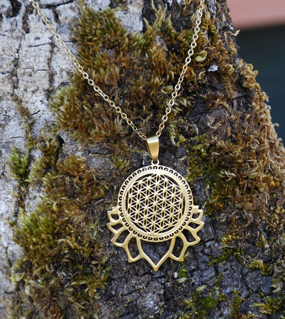 Sacred Geometry Lotus Flower Of Life Necklace - Floral Fawna