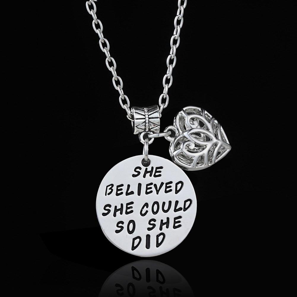 She Believed Inspirational Necklace - Floral Fawna