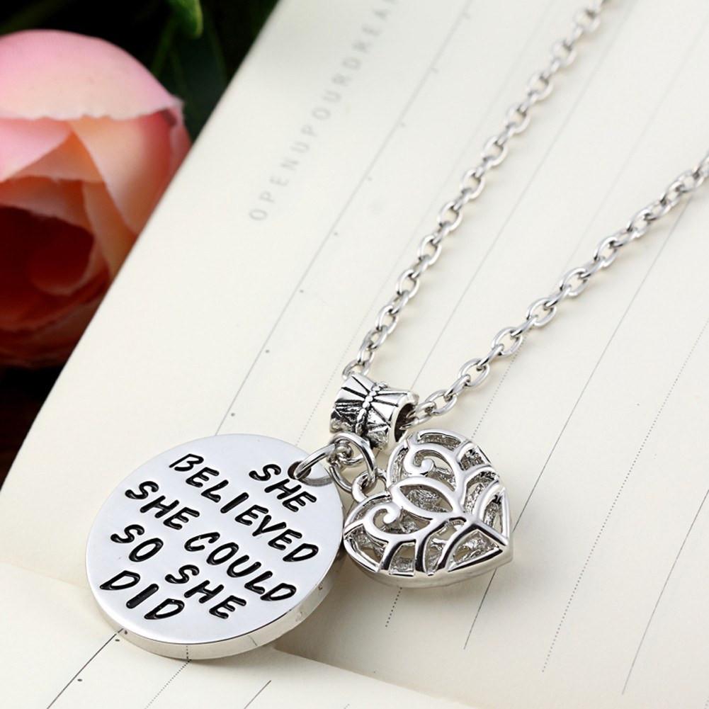 She Believed Inspirational Necklace - Floral Fawna